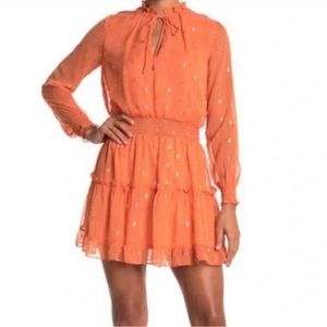 NSR Orange and Gold Dotted Dress